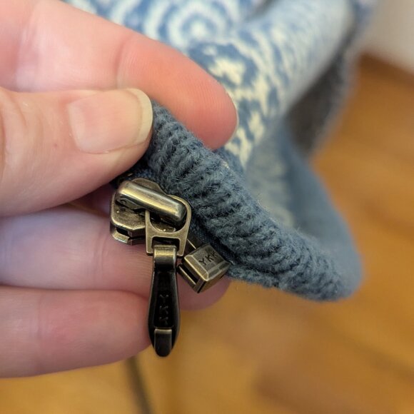 Nomadic Traders Blue & White Jacquard Knit Cardigan Sweater | Size Small - Picture 3 of 9